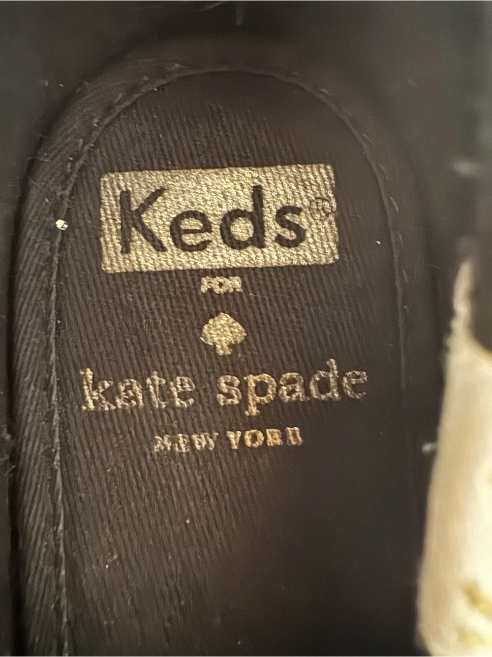 Kate Spade Keds Women's Gold Glitter Lace-Up Sneakers with Black Ribbon